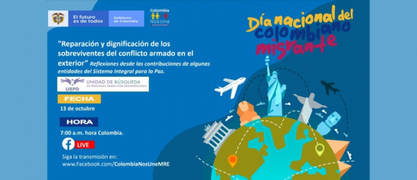Si usted es sobreviviente del conflicto armado y se encuentra en el exterior, lo invitamos a participar en el diálogo con la Unidad de Búsqueda de Personas dadas por Desaparecidas, el 13 de octubre de 2021